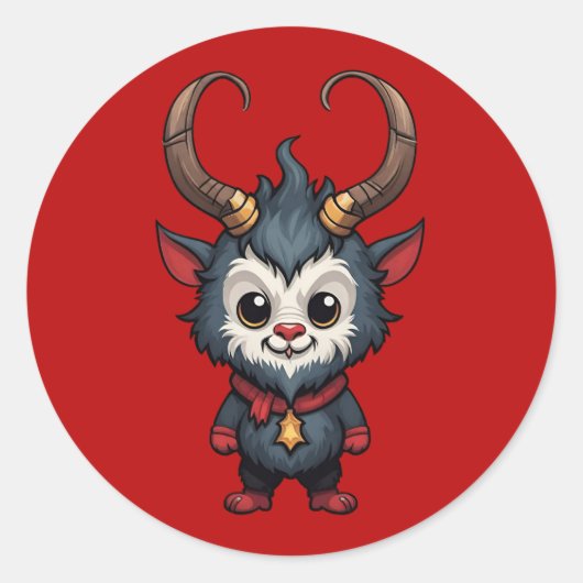 Niedlich Baby Krampus Runder Aufkleber (Vorderseite)