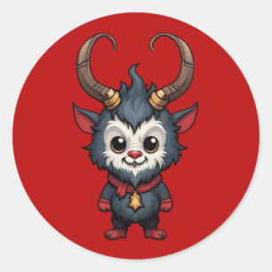 Niedlich Baby Krampus Runder Aufkleber