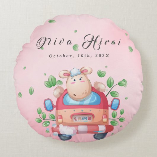 Niedlich Baby Lamb Baby Dusche Rundes Kissen (Vorderseite)