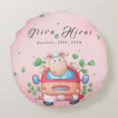 Niedlich Baby Lamb Baby Dusche Rundes Kissen (Rückseite)