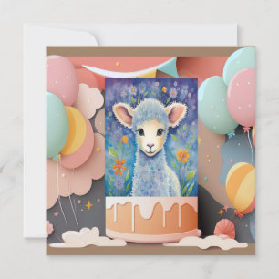 Niedlich Baby Lamb Geburtstag Einladung