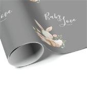 Niedlich Baby Liebe Script Grau Bunny Rabbit Dusch Geschenkpapier (Rolleneckpunkt)