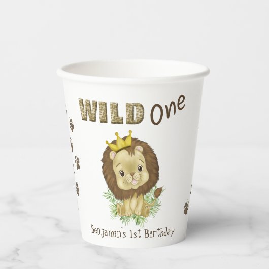 Niedlich Baby Lion 1. Geburtstag Pappbecher (Vorderseite)