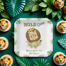 Niedlich Baby Lion 1. Geburtstag Thema Wasserfarbe Pappteller