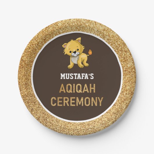 Niedlich Baby Lion Aqiqah Pappteller (Vorderseite)