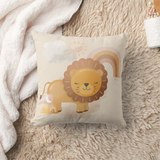 Niedlich Baby Lion Cub & Boho Regenbogen auf Soft Kissen (Decke)