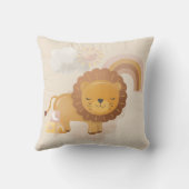 Niedlich Baby Lion Cub & Boho Regenbogen auf Soft Kissen (Rückseite)