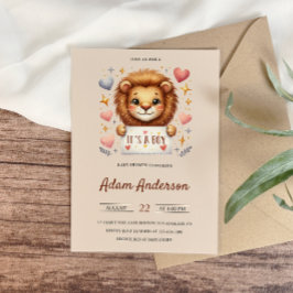 Niedlich Baby Lion - Es ist eine Baby-Dusche von B Einladung