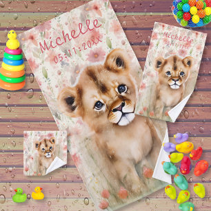 Niedlich Baby Lion Pastel Watercolor Frühlingsblum Badhandtuch Set