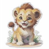 Niedlich Baby Lion Safari Zootier Aufkleber (Vorderseite)