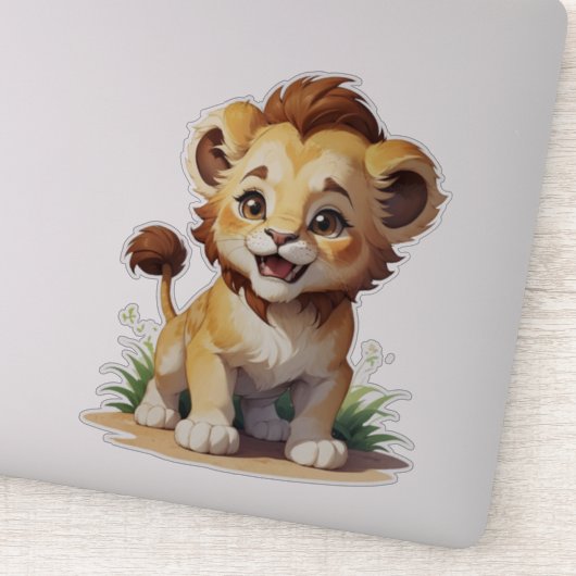 Niedlich Baby Lion Safari Zootier Aufkleber (Detail)
