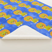 Niedlich Baby Lion Vintag Print Pattern Blau Sherpadecke (3/4)