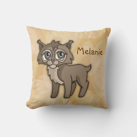 Niedlich Baby Lynx personalisierbar Kissen (Vorderseite)