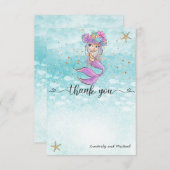 Niedlich Baby Mermaid Birthday | Babydusche Dankeskarte (Vorne/Hinten)
