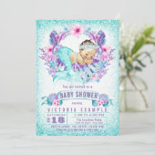 Niedlich Baby Mermaid Kinderdusche Einladung (Stehend Vorderseite)