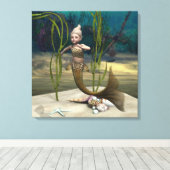 Niedlich Baby Mermaid Leinwanddruck (Insitu (Holzboden))