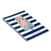 Niedlich Baby Mermaid Navy Blue Stripes Notizblock (Rechte Seite)