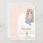 Niedlich Baby Mermaid Stars Geburtstag Einladung (Vorderseite)