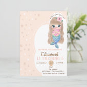 Niedlich Baby Mermaid Stars Geburtstag Einladung (Stehend Vorderseite)