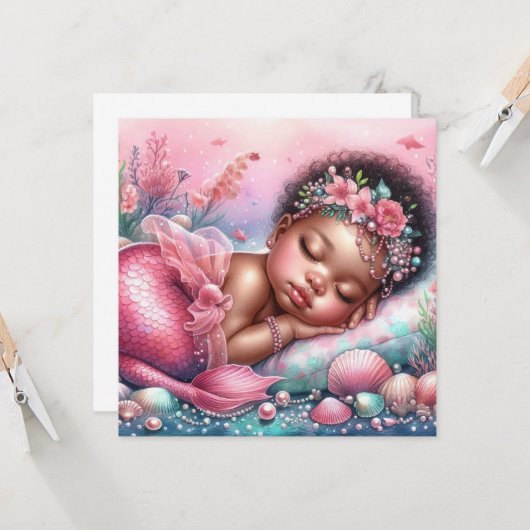 Niedlich Baby Mermaide Karte (Vorderseite/Rückseite Beispiel)