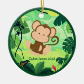 Niedlich Baby Monkey Custom Kids Jungle Weihnachte Keramik Ornament (Vorne)