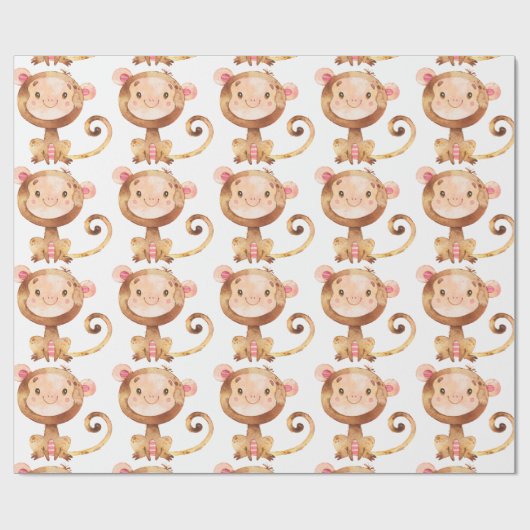 Niedlich Baby Monkey Funny Cartoon Chimp Geschenkpapier (Flach)