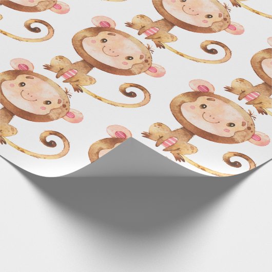 Niedlich Baby Monkey Funny Cartoon Chimp Geschenkpapier (Ecke)
