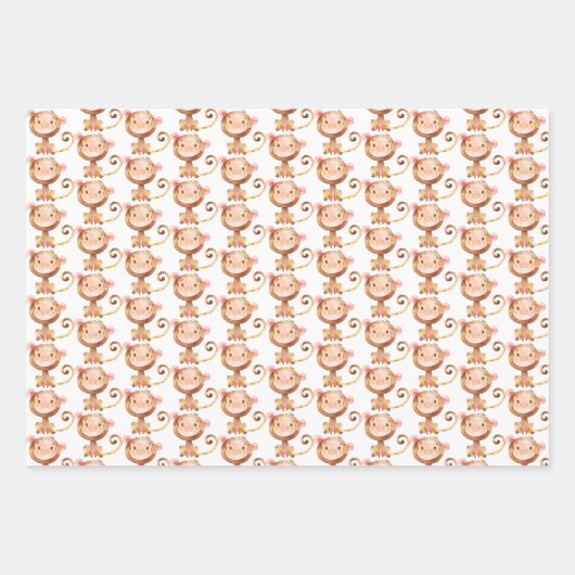 Niedlich Baby Monkey Funny Cartoon Chimp Geschenkpapier Set (Vorderseite 3)