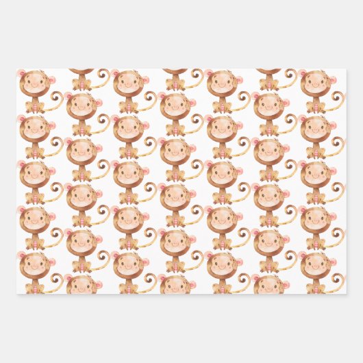 Niedlich Baby Monkey Funny Cartoon Chimp Geschenkpapier Set (Vorderseite 2)