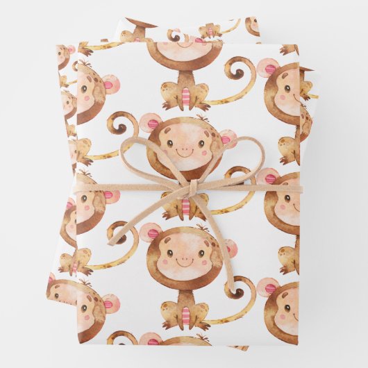 Niedlich Baby Monkey Funny Cartoon Chimp Geschenkpapier Set (Beispiel)