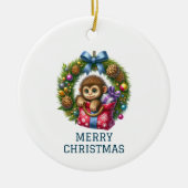 Niedlich Baby Monkey Weihnachten Keramik Ornament (Vorne)