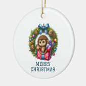 Niedlich Baby Monkey Weihnachten Keramik Ornament (Links)