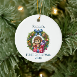 Niedlich Baby Monkey Weihnachten Keramik Ornament