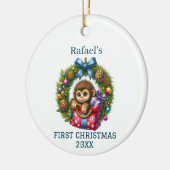 Niedlich Baby Monkey Weihnachten Keramik Ornament (Links)