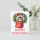 Niedlich Baby Monkey Weihnachtskarte Feiertagskarte (Stehend Vorderseite)