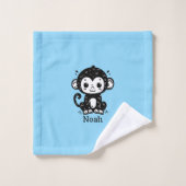 Niedlich Baby Monkey Zeichnend - Kawaii Kinderzimm Badhandtuch Set (Waschlappen)