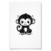 Niedlich Baby Monkey Zeichnend - Kawaii Kinderzimm Fotodruck (Vorne)