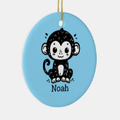 Niedlich Baby Monkey Zeichnend - Kawaii Kinderzimm Keramik Ornament (Rechts)