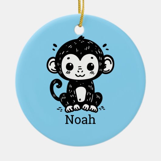 Niedlich Baby Monkey Zeichnend - Kawaii Kinderzimm Keramik Ornament (Vorne)