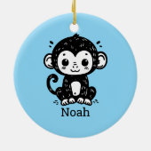 Niedlich Baby Monkey Zeichnend - Kawaii Kinderzimm Keramik Ornament (Hinten)