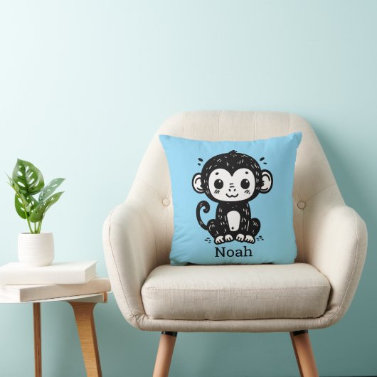 Niedlich Baby Monkey Zeichnend - Kawaii Kinderzimm Kissen (Stuhl )