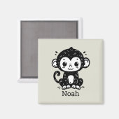 Niedlich Baby Monkey Zeichnend - Kawaii Kinderzimm Magnet (Vorderseite/Rückseite)
