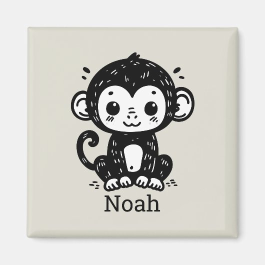 Niedlich Baby Monkey Zeichnend - Kawaii Kinderzimm Magnet (Vorne)
