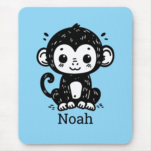 Niedlich Baby Monkey Zeichnend - Kawaii Kinderzimm Mousepad (Vorne)