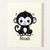 Niedlich Baby Monkey Zeichnend - Kawaii Kinderzimm Planer (Rückseite)