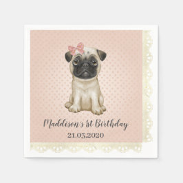 Niedlich Baby Mops Geburtstag Napkins Serviette