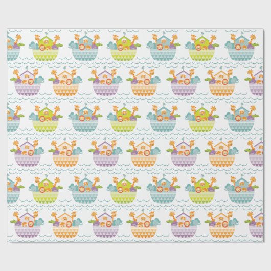 Niedlich Baby Noahs Ark Wrapping Paper Geschenkpapier (Flach)