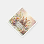 Niedlich Baby Oaster Bunnies und Blume Serviette (Ecke)