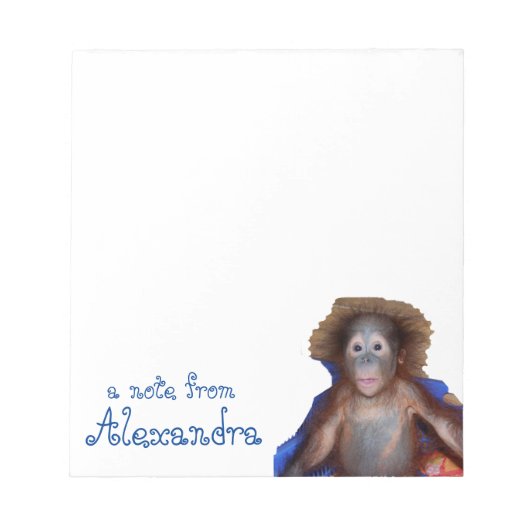 Niedlich Baby Orangutan Personalisiert Notepad Notizblock (Vorderseite)