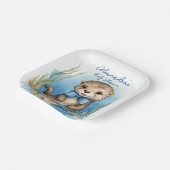 Niedlich Baby Otter Boy Babydusche Pappteller (Gewinkelt)